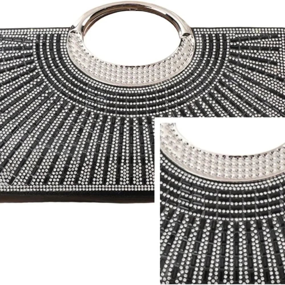 Women's Glitter Evening Handbag Clutch Small Square Shoulder Bag with Chain